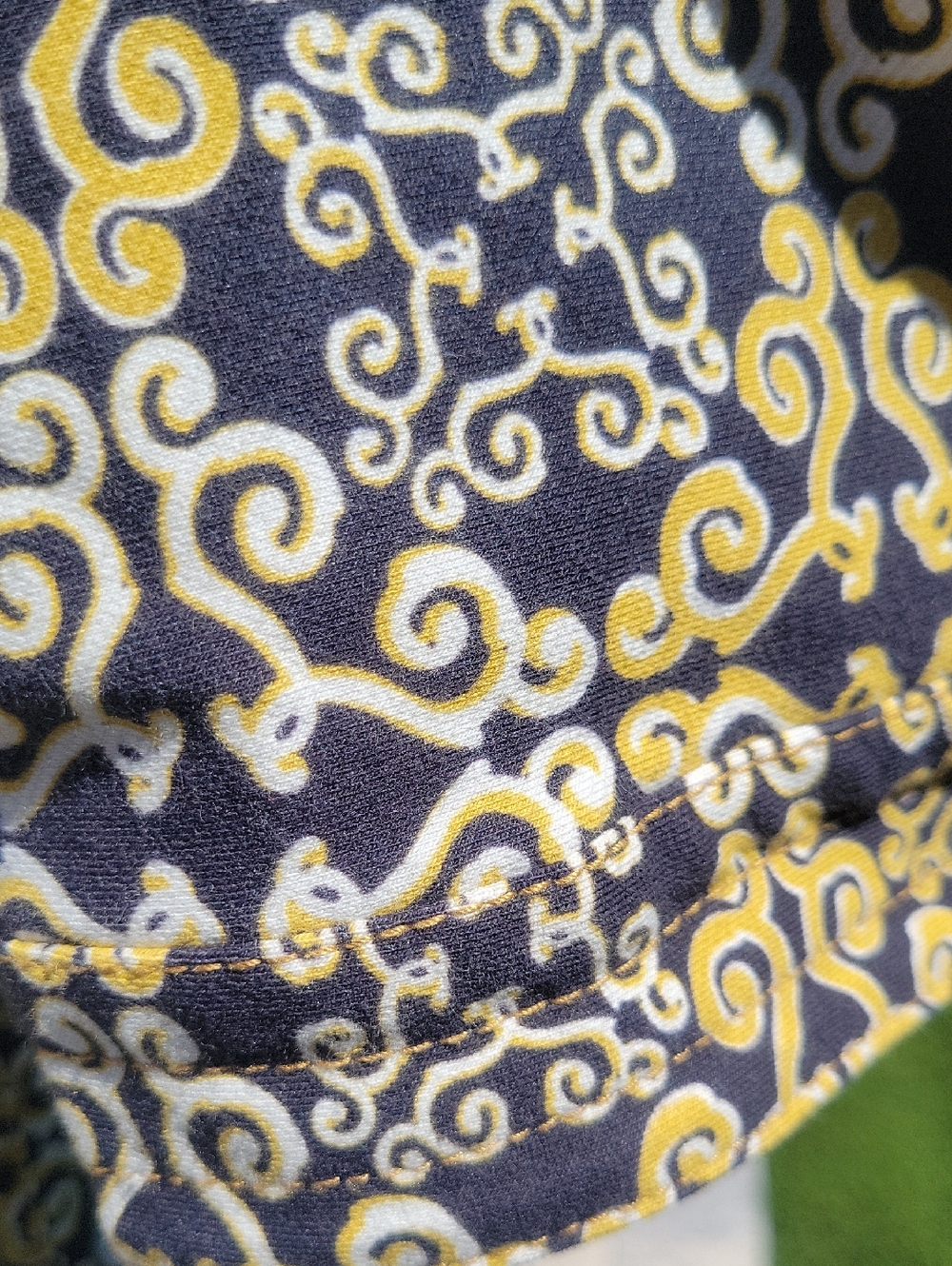J. McLaughlin Navy and Gold Swirl Midi Catalina Cloth Dress - Picture 15 of 15